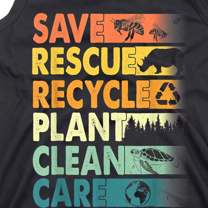 Earth Day Save Bees Recycle Plastics Rescue Animals Tank Top