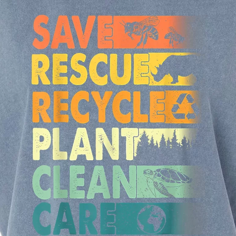 Earth Day Save Bees Recycle Plastics Rescue Animals Garment-Dyed Women's Muscle Tee