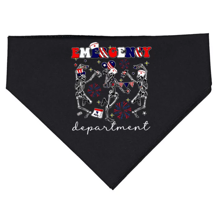 Emergency Department Skeleton Dancing Er Nurse USA-Made Doggie Bandana