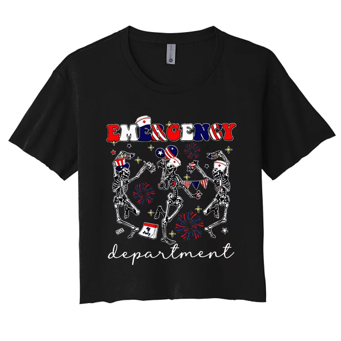 Emergency Department Skeleton Dancing Er Nurse Women's Crop Top Tee