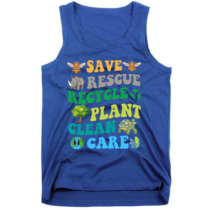 Earth Day Save Bees Rescue Animals Recycle Plastics Groovy Gift Tank Top