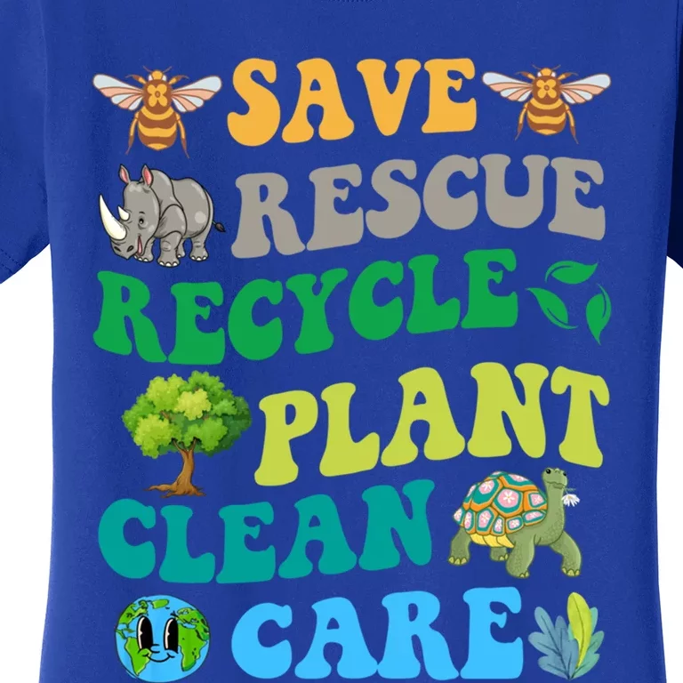 Earth Day Save Bees Rescue Animals Recycle Plastics Groovy Gift Women's T-Shirt