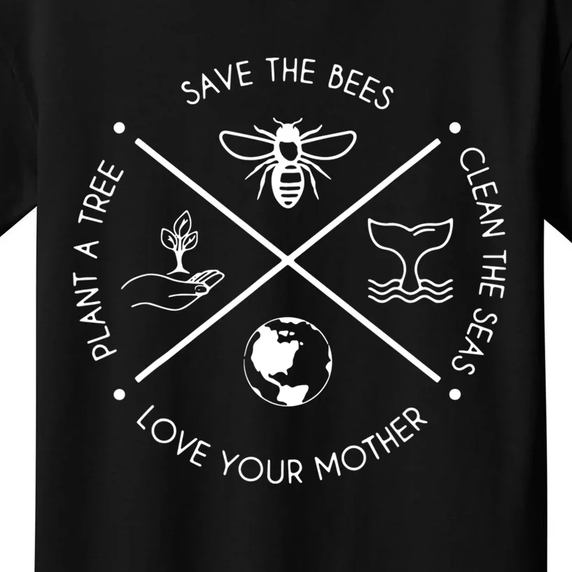 Earth Day Save The Bees Plant More Trees Clean The Seas Kids T-Shirt