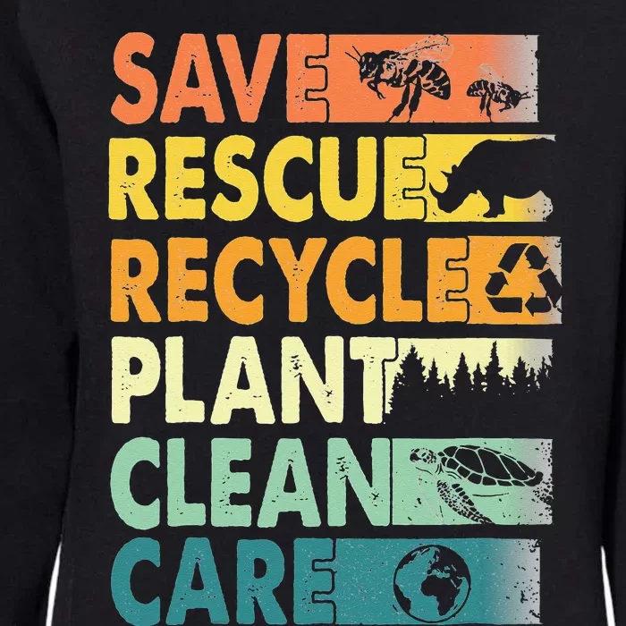 Earth Day Save Bees Recycle Plastics Rescue Animals Womens California Wash Sweatshirt