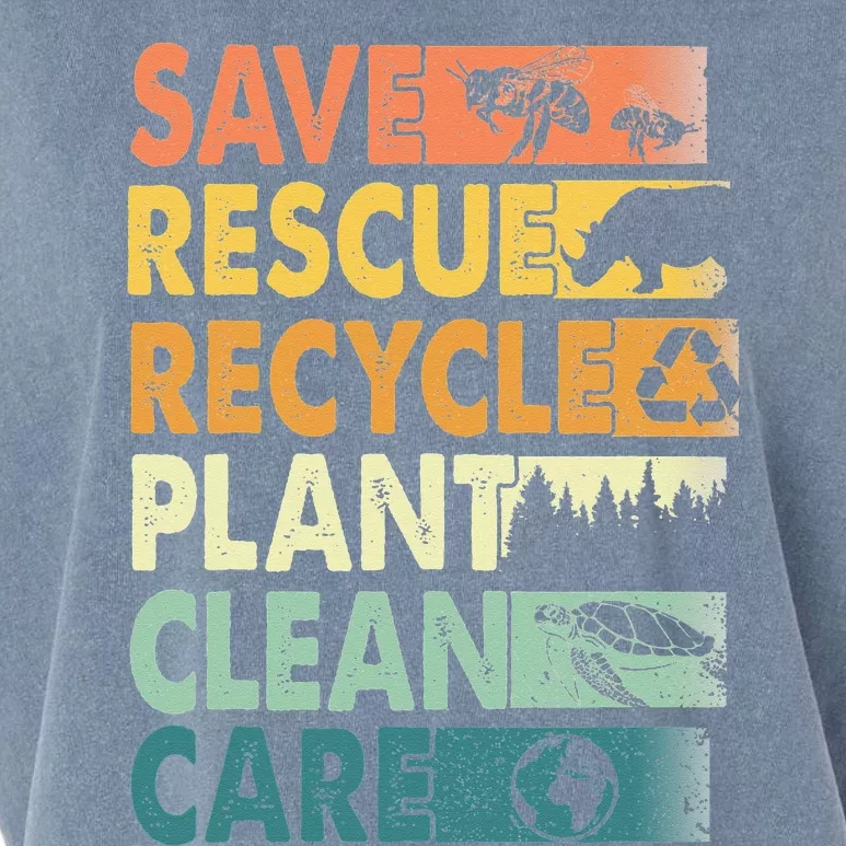 Earth Day Save Bees Rescue Animals Recycle Plastics Garment-Dyed Women's Muscle Tee