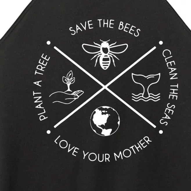 Earth Day Save the Bees Plant More Trees Clean the Seas Women’s Perfect Tri Rocker Tank