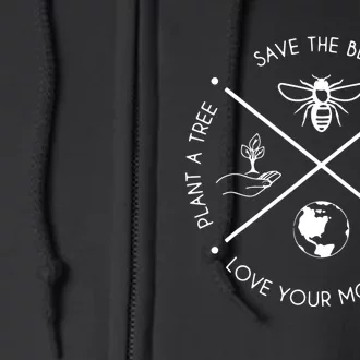 Earth Day Save the Bees Plant More Trees Clean the Seas Full Zip Hoodie