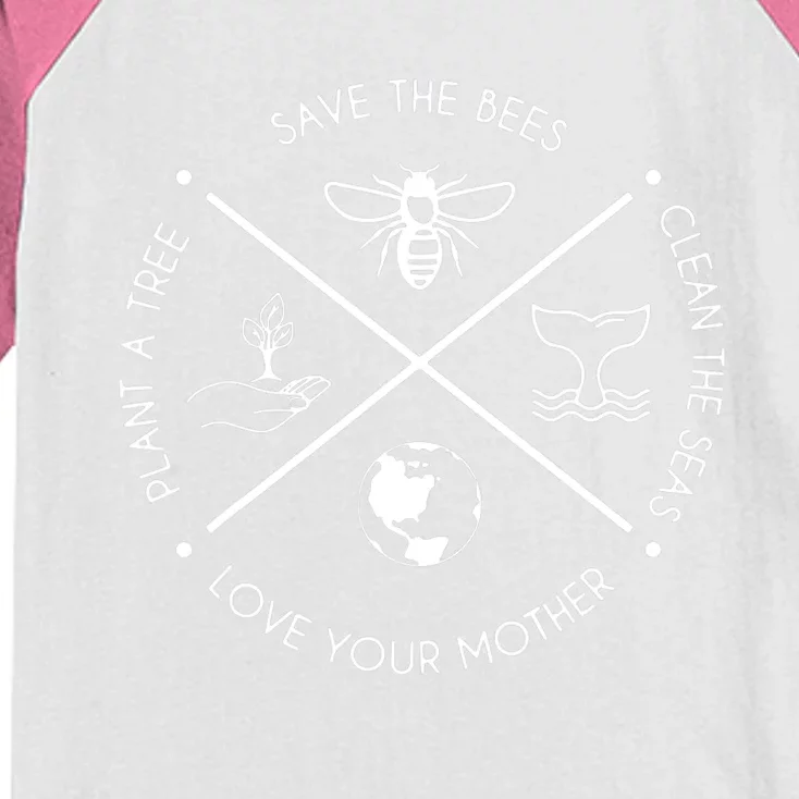 Earth Day Save the Bees Plant More Trees Clean the Seas Kids Colorblock Raglan Jersey