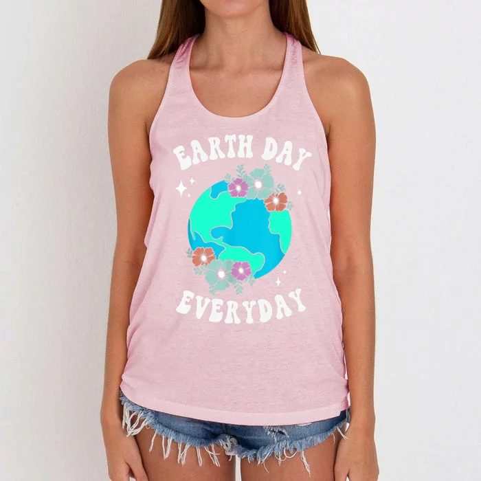 Earth Day Save Our Home Plant More Trees Go Planet Women's Knotted Racerback Tank