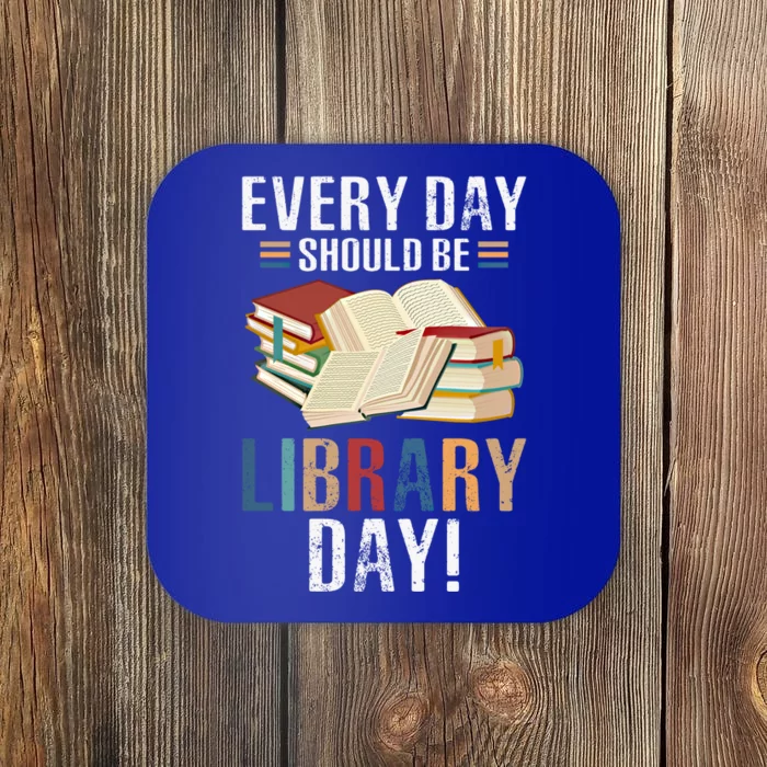 Every Day Should Be Library Day Retro Books Gift Idea Funny Gift Coaster