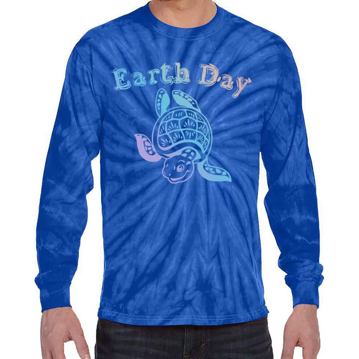 Earth Day Sea Turtle Animal Nature Conservation Activist Cool Gift Tie-Dye Long Sleeve Shirt