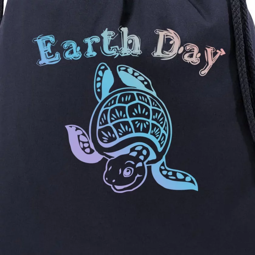 Earth Day Sea Turtle Animal Nature Conservation Activist Cool Gift Drawstring Bag