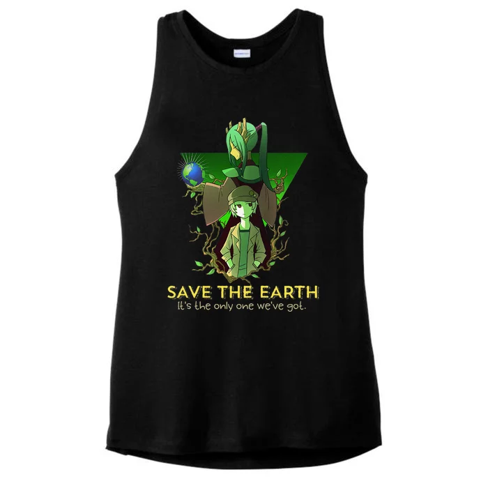 Earth Day Save The World From Pollution Ladies Tri-Blend Wicking Tank