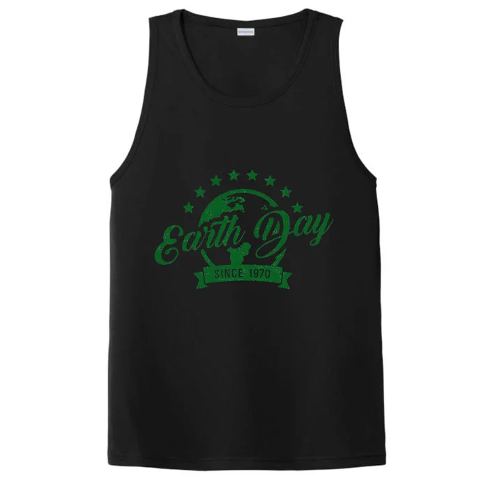 Earth Day Since 1970 Retro Globe Science Gift Performance Tank