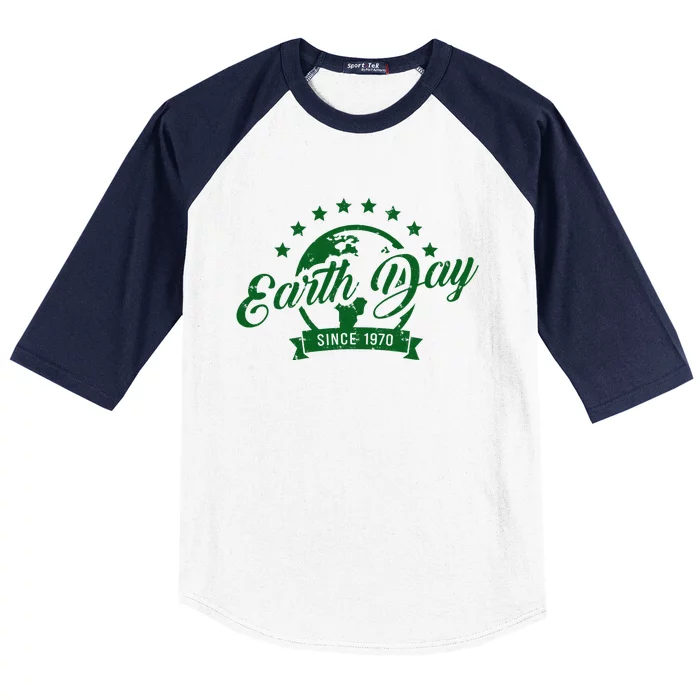 Earth Day Since 1970 Retro Globe Science Gift Baseball Sleeve Shirt