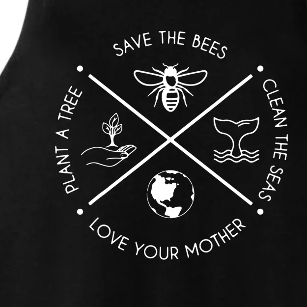 Earth Day Save The Bees Plant More Trees Clean The Seas Ladies Tri-Blend Wicking Tank