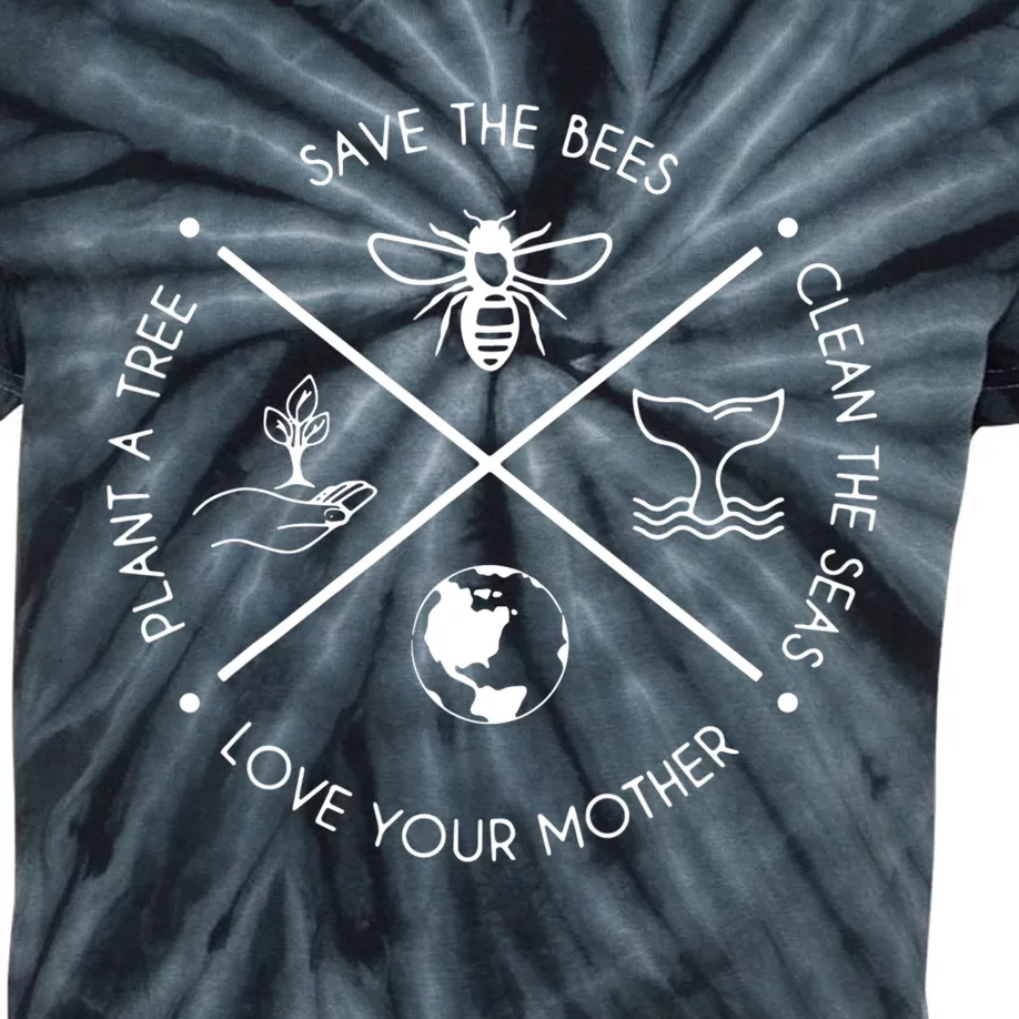 Earth Day Save The Bees Plant More Trees Clean The Seas Kids Tie-Dye T-Shirt