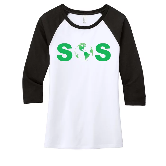 Earth Day SOS ProScience Save The Planet Sustainability Women's Tri-Blend 3/4-Sleeve Raglan Shirt