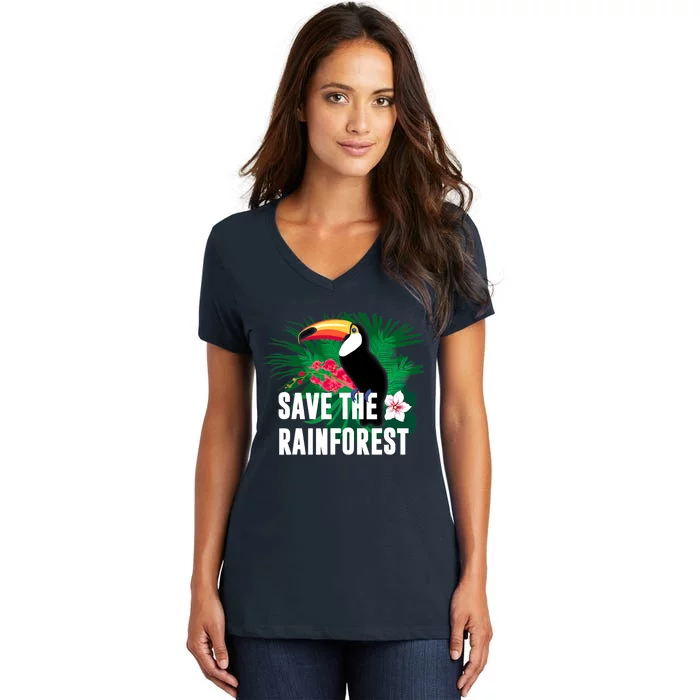 Earth Day Save The Rainforest Women's V-Neck T-Shirt