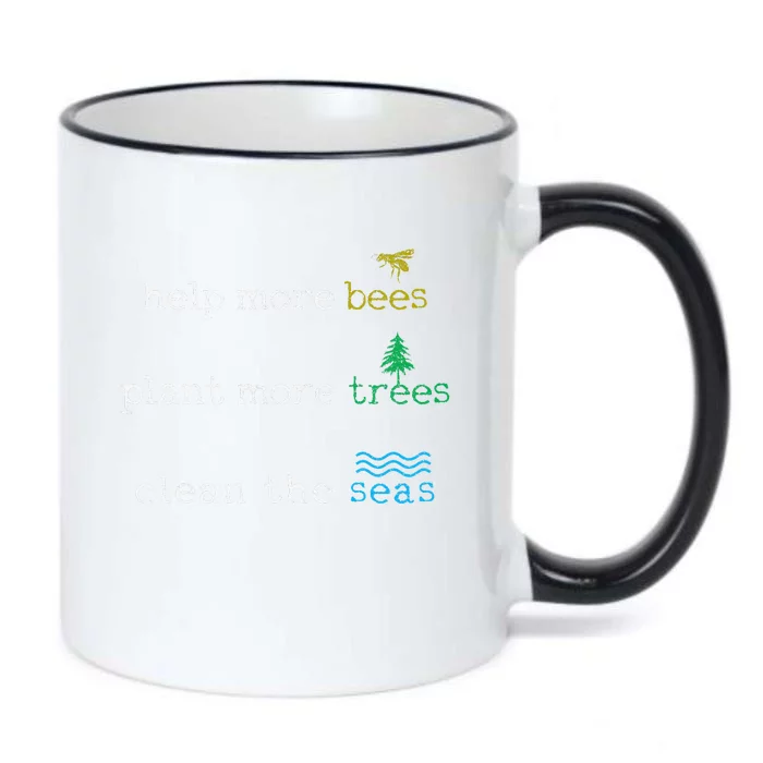 Earth Day Save The Bees Seas And Plant Trees Black Color Changing Mug