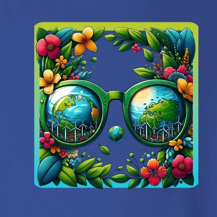 Earth Day Sunglass Wind Power Green Tree Climate Awareness Funny Gift Toddler Long Sleeve Shirt