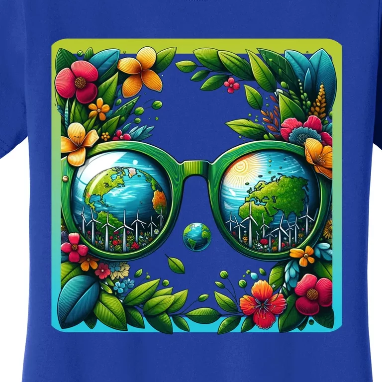 Earth Day Sunglass Wind Power Green Tree Climate Awareness Funny Gift Women's T-Shirt