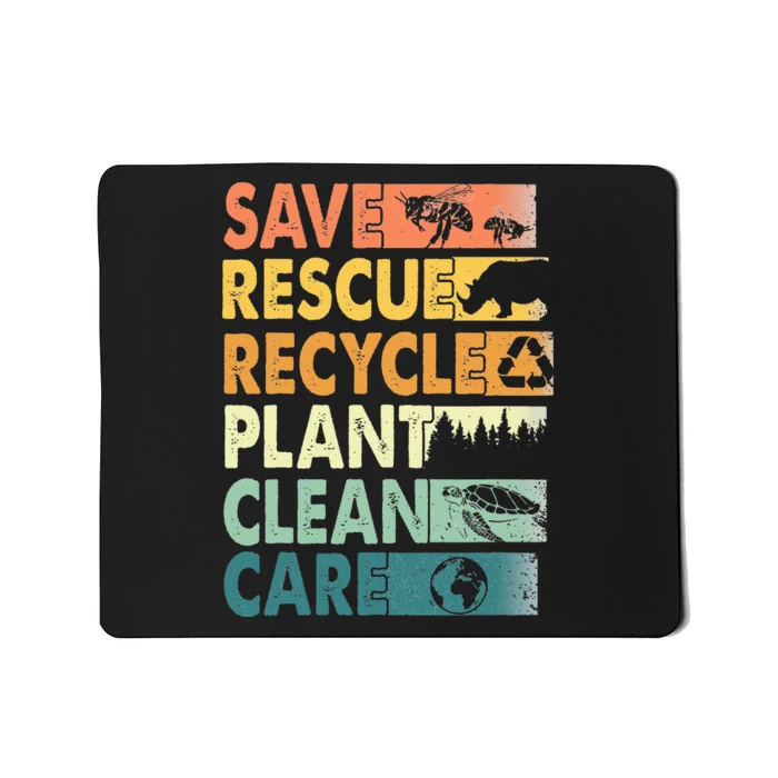 Earth Day Save Bees Rescue Animals Recycle Plastics Mousepad