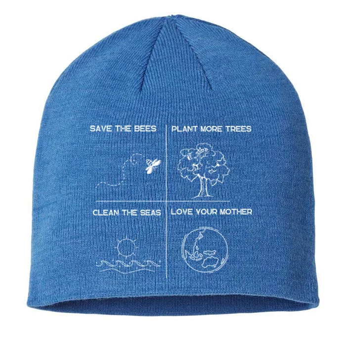 Earth Day Save The Bees Plant More Trees Clean The Seas Great Gift 8 1/2in Sustainable Knit Beanie