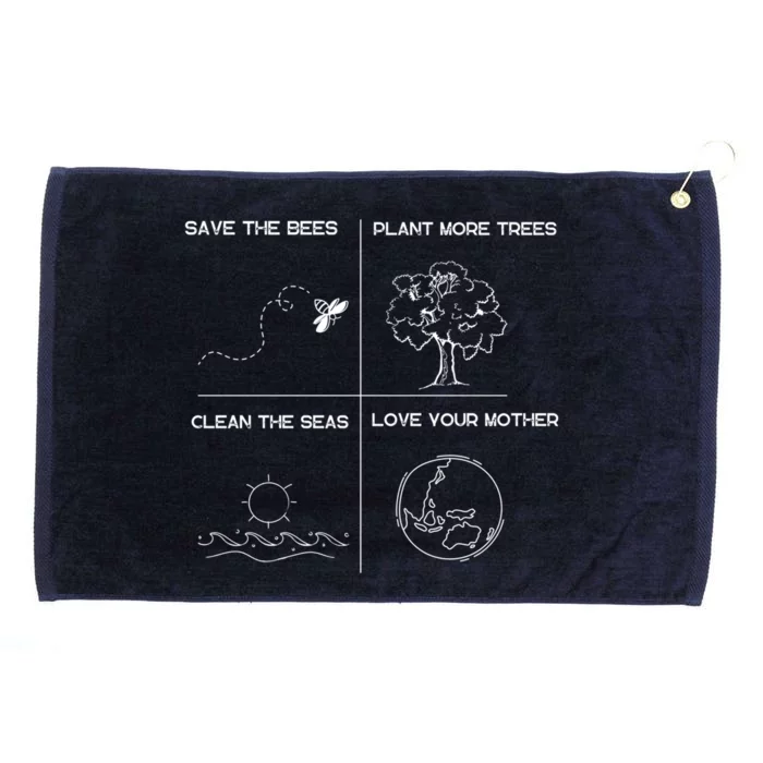 Earth Day Save The Bees Plant More Trees Clean The Seas Great Gift Grommeted Golf Towel