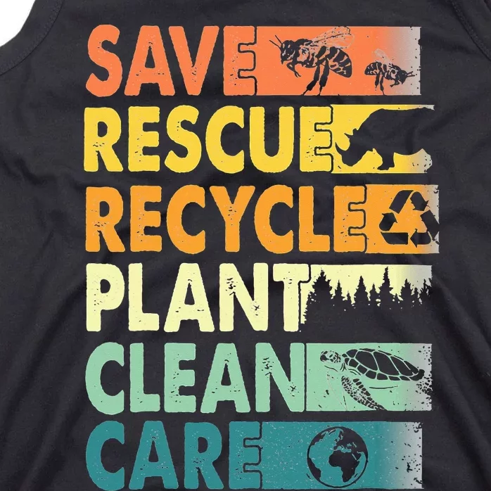 Earth Day Save Bees Recycle Plastics Rescue Animals Tank Top