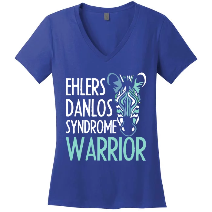 Ehlers Danlos Syndrome Warrior Eds Awareness Zebra Gift Idea Gift Women's V-Neck T-Shirt