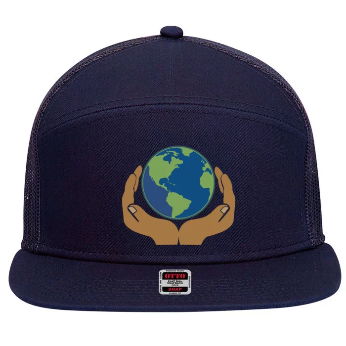 Earth Day Science Teacher Geology Geologist Globe Map Gift Cool Gift 7 Panel Mesh Trucker Snapback Hat