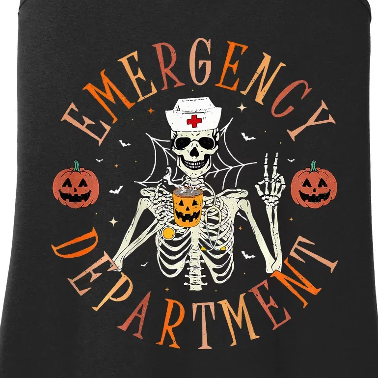 Emergency Department Skeleton Er Nurse Halloween Ladies Essential Tank