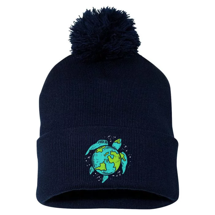 Earth Day Sea Turtle Save The Planet Cute Pom Pom 12in Knit Beanie