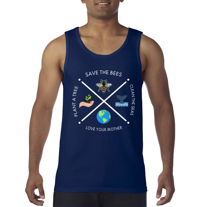 Earth Day Save The Bees Plant More Trees Clean The Seas Tank Top