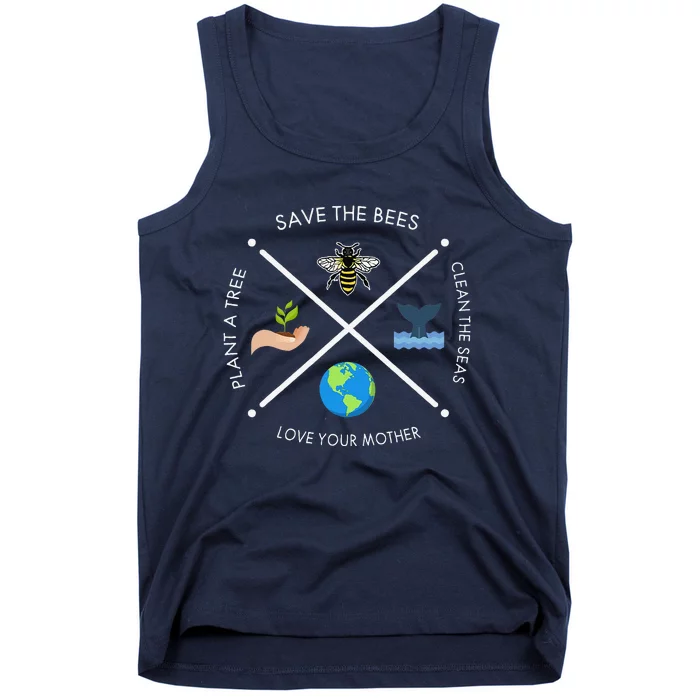 Earth Day Save The Bees Plant More Trees Clean The Seas Tank Top