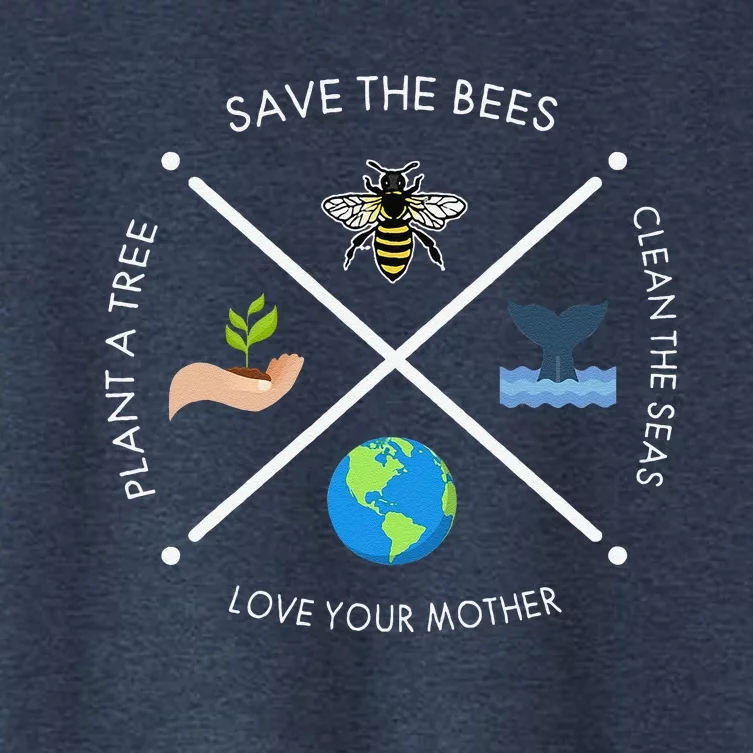 Earth Day Save The Bees Plant More Trees Clean The Seas Women's Crop Top Tee