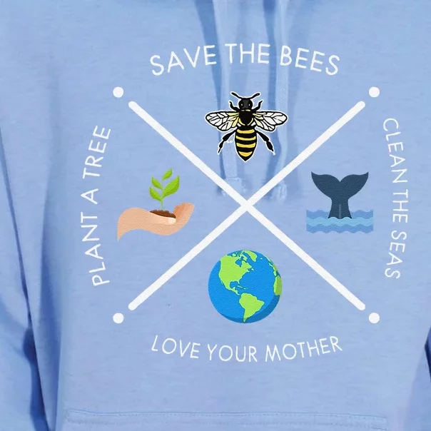 Earth Day Save The Bees Plant More Trees Clean The Seas Unisex Surf Hoodie