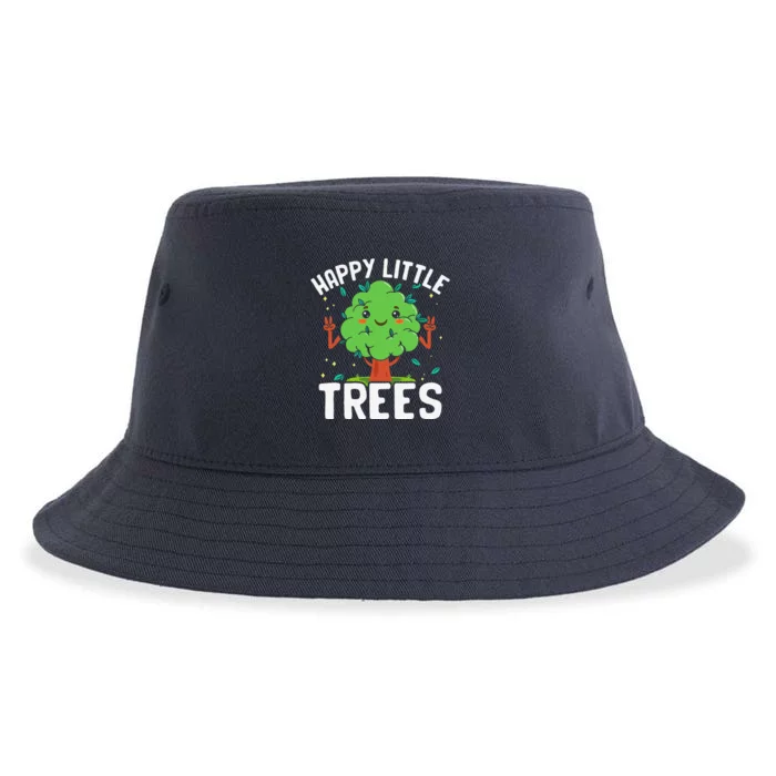 Earth Day Save The Earth Environmentalist Happy Little Trees Sustainable Bucket Hat