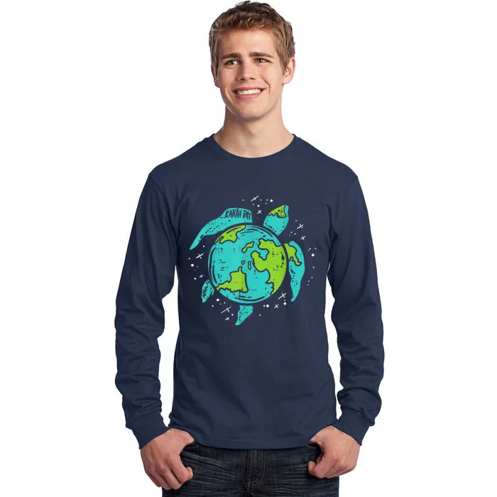 Earth Day Sea Turtle Save The Planet Cute Tall Long Sleeve T-Shirt