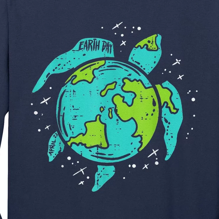 Earth Day Sea Turtle Save The Planet Cute Tall Long Sleeve T-Shirt