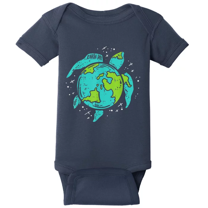 Earth Day Sea Turtle Save The Planet Cute Baby Bodysuit