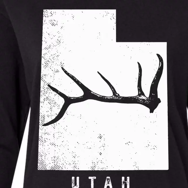 Elk & Deer Shed Antler Hunting Utah Map Womens Cotton Relaxed Long Sleeve T-Shirt