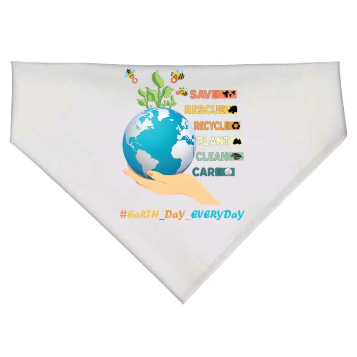 Earth Day Save Bees Rescue Animals Recycle Plastics Gift USA-Made Doggie Bandana