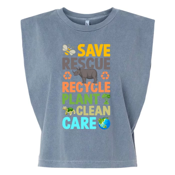 Earth Day Save Bees Rescue Animals Recycle Plastics Great Gift Garment-Dyed Women's Muscle Tee