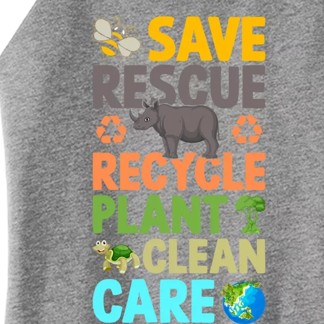 Earth Day Save Bees Rescue Animals Recycle Plastics Great Gift Women’s Perfect Tri Rocker Tank