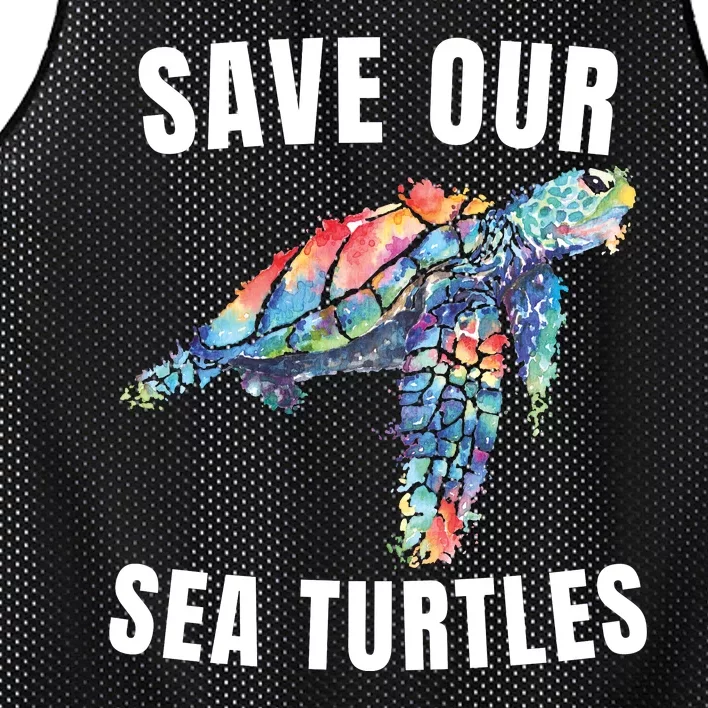 Earth Day, Save Our Sea Turtles Marine Life Sea Turtle Lover Mesh Reversible Basketball Jersey Tank