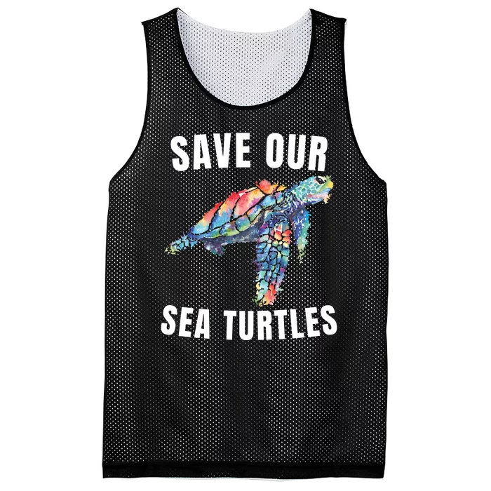 Earth Day, Save Our Sea Turtles Marine Life Sea Turtle Lover Mesh Reversible Basketball Jersey Tank