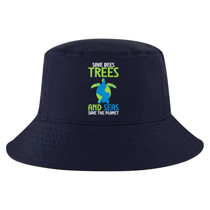 Earth Day Save Bees Trees And Seas Save The Planet Great Gift Cool Comfort Performance Bucket Hat