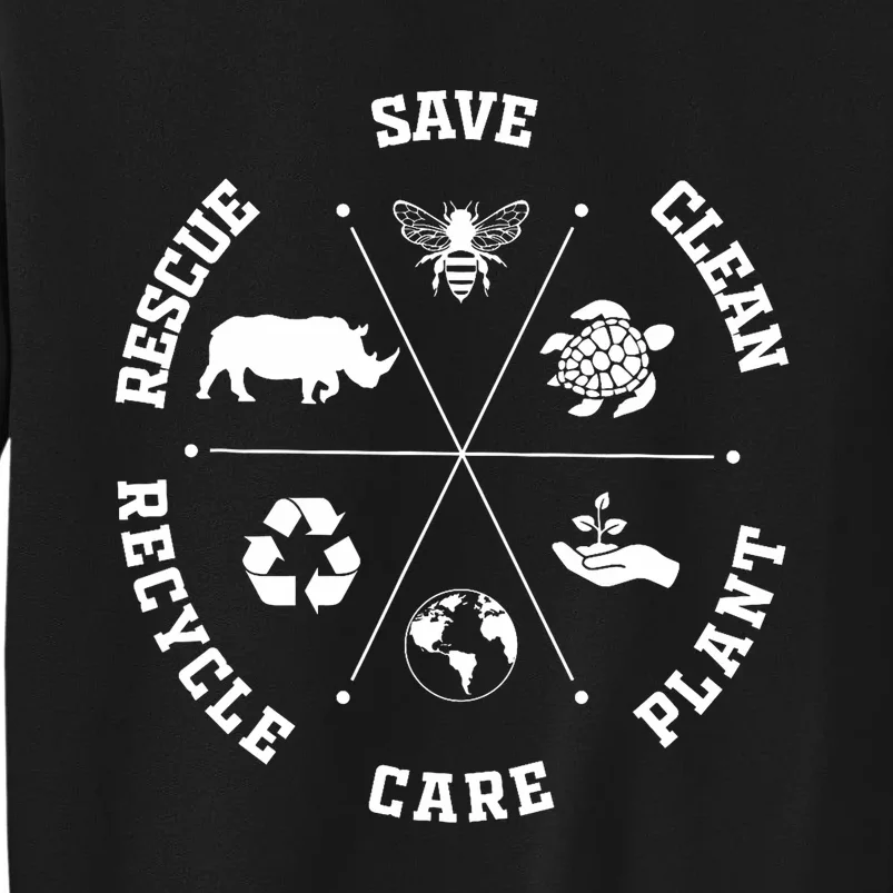 Earth Day Save Bees Rescue Animals Recycle Plastics Sweatshirt